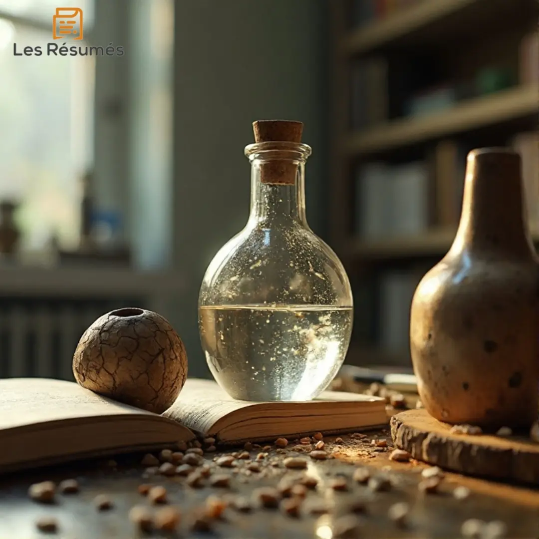 Une bouteille d'eau posée sur un livre. 