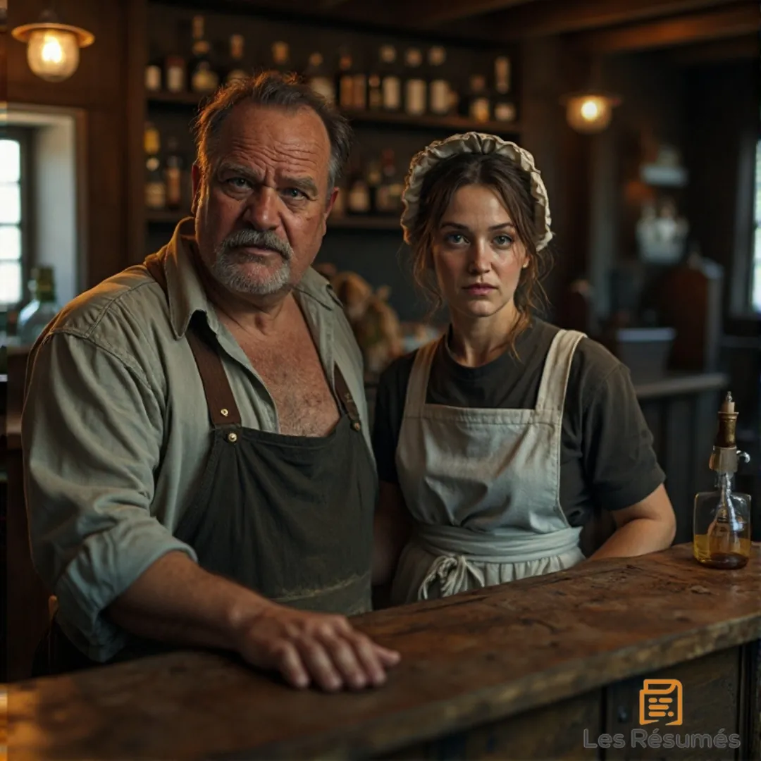 Photo des Follenville, les aubergistes avec l'officier prussien dans cette nouvelle réaliste de Maupassant.