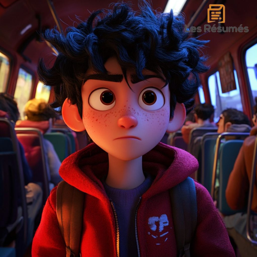 Illustration de Nick, le personnage principal de Le Bus de Nuit d'Athony Horowitz, dans son recueil : La Photo qui tue. 