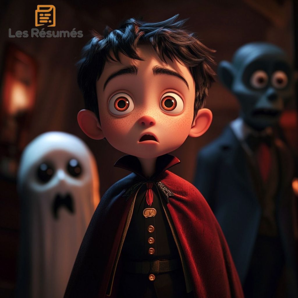 Image de Jérémy, le frère de Nick dans Le Bus de Nuit, déguisé en Dracula. 