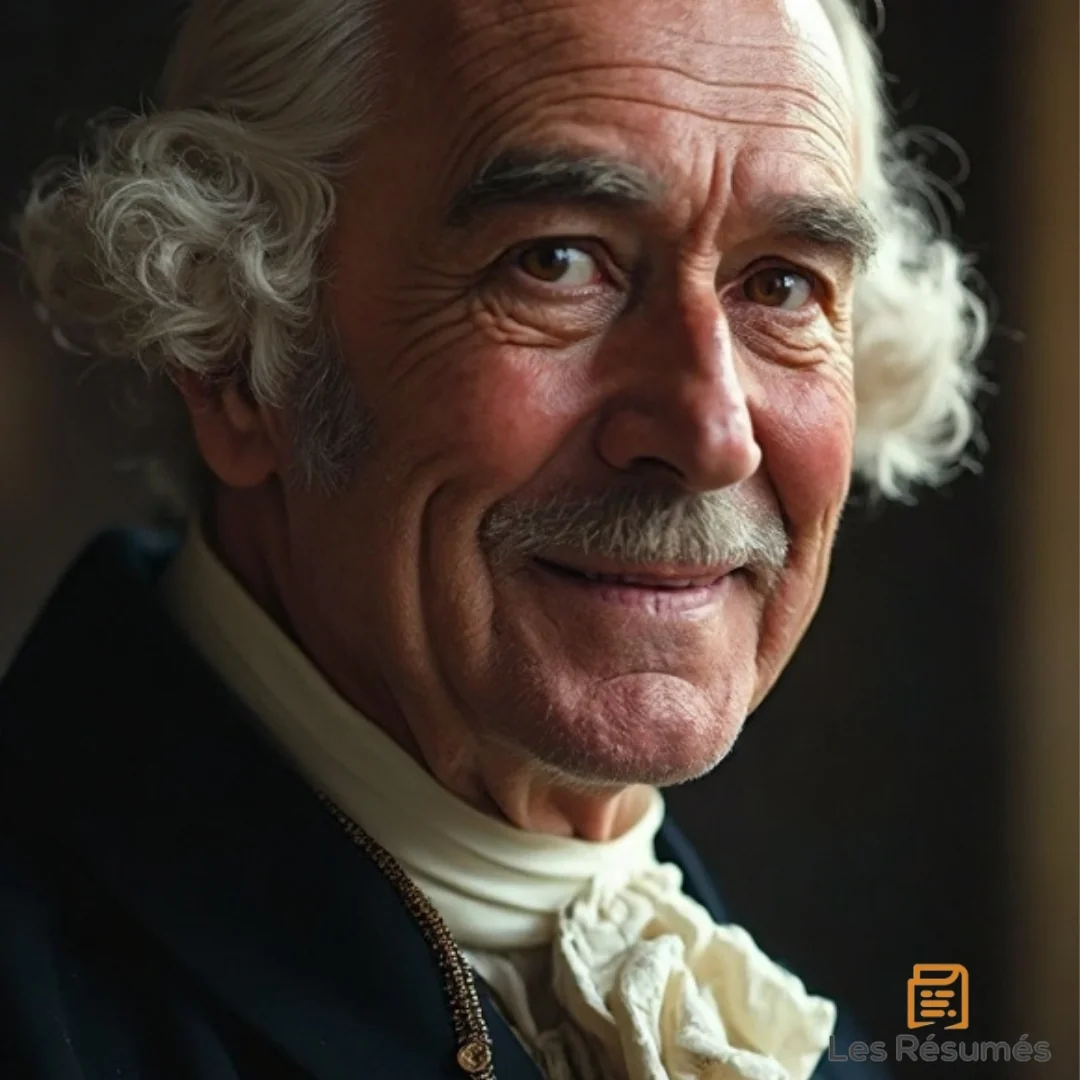 Photo d'un homme âgé aux cheveux blancs bouclés et à la moustache, habillé avec prestance. Il représente Monsieur Orgon, le père bienveillant orchestrant les mariages dans Le jeu de l'amour et du hasard.