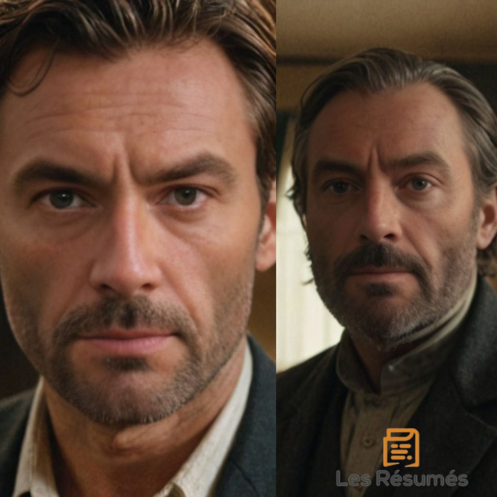 Photographie de Jean Valjean au début et à la fin de l'histoire de Les Misérables. 