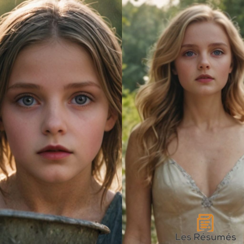 Photo de Cosette, au début et à la fin de l'histoire de Victor Hugo. 