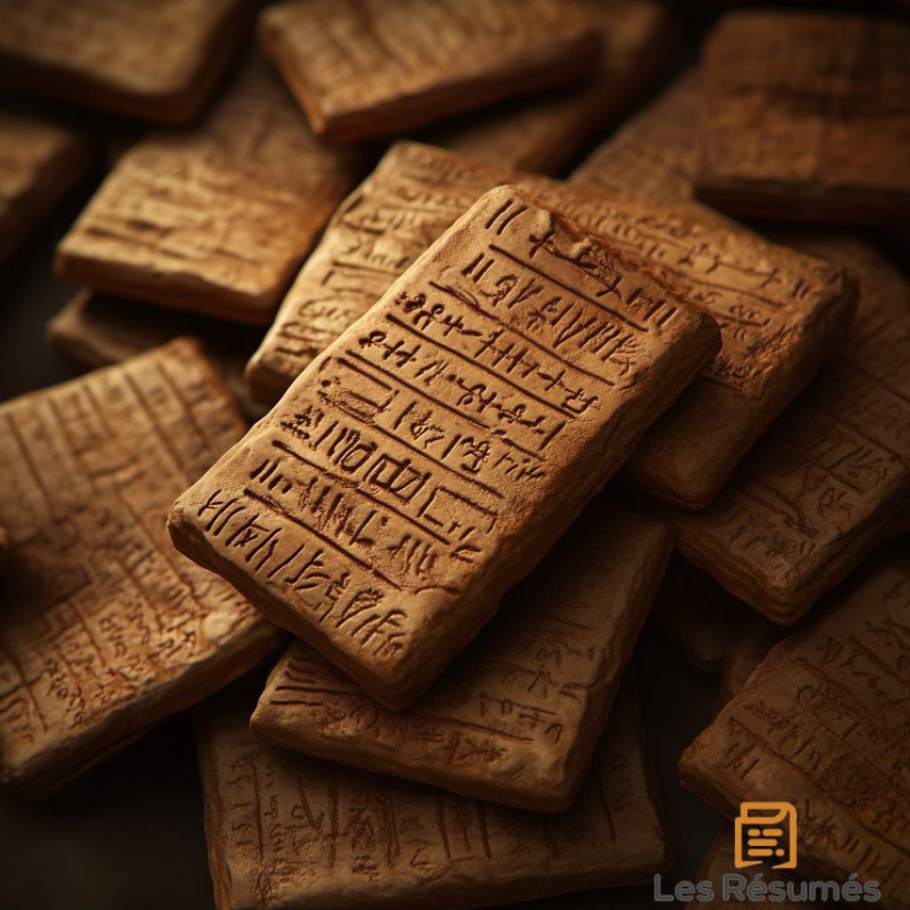 Photographie fictive censée représenter les tablettes de l'épopée de Gilgamesh.