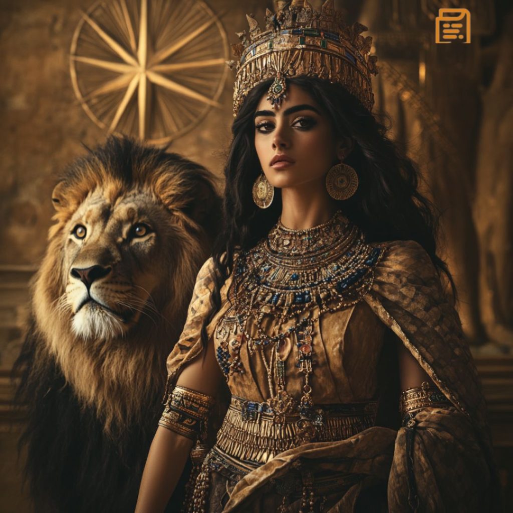 Photographie de Ishtar, la déesse de l'amour et de la guerre qui se venge de Gilgamesh en envoyant le taureau céleste.