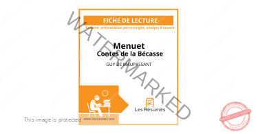 Première page du dossier littéraire de Maupassant avec le résumé de Menuet extrait des Contes de la Bécasse.