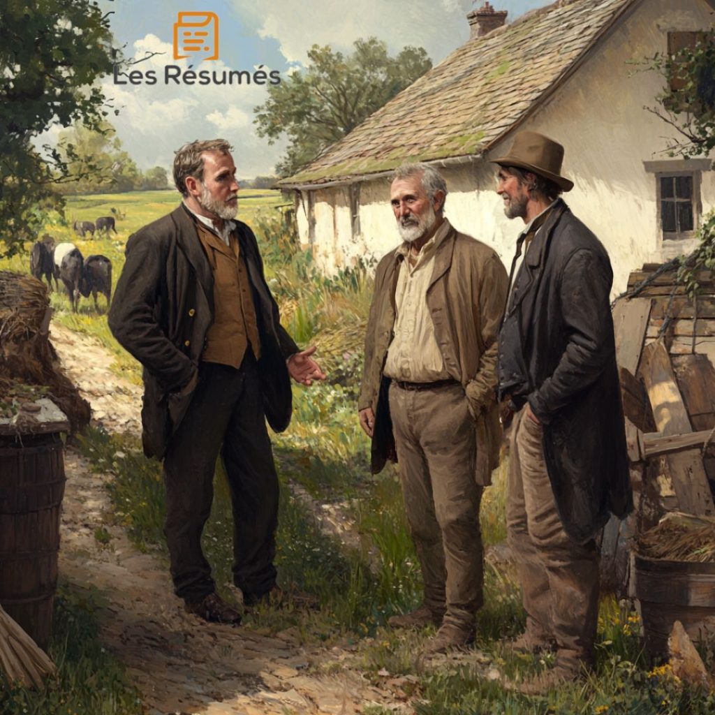 Portrait des deux anglais avec le vieux fermier.