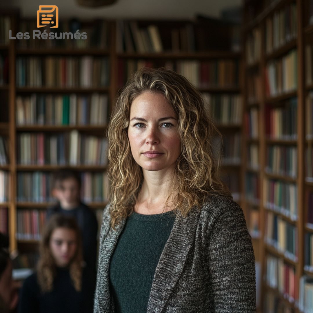 Photographie de Laurence, la bibliothécaire qui symbolise l'éducation et la connaissance. 