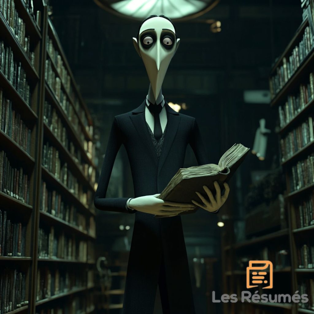 Natas en train de donner son livre à Alex dans la librairie Styx. 