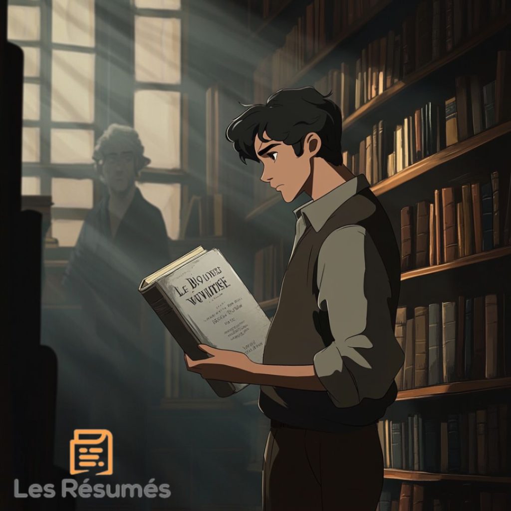 Alex en train de choisir un livre dans la libraire Styx