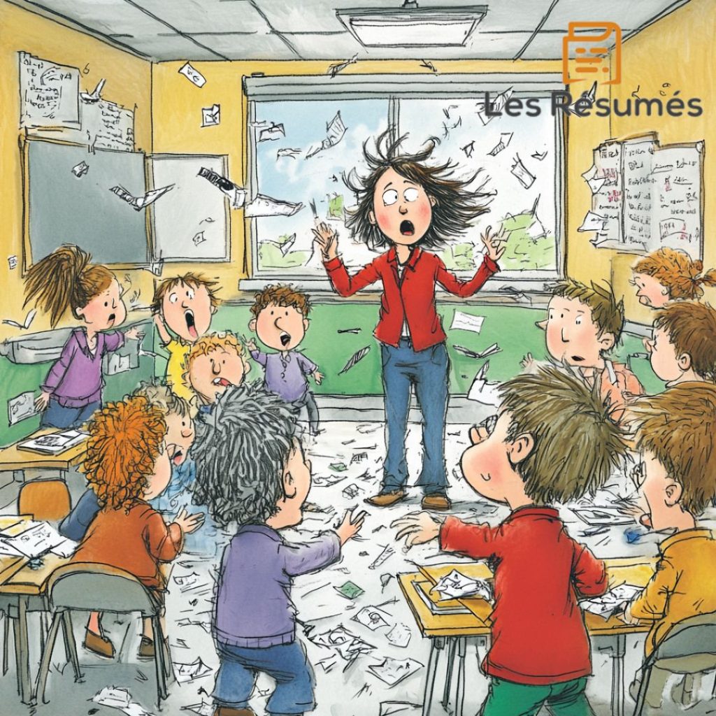 Illustration d'une salle de classe en désordre.