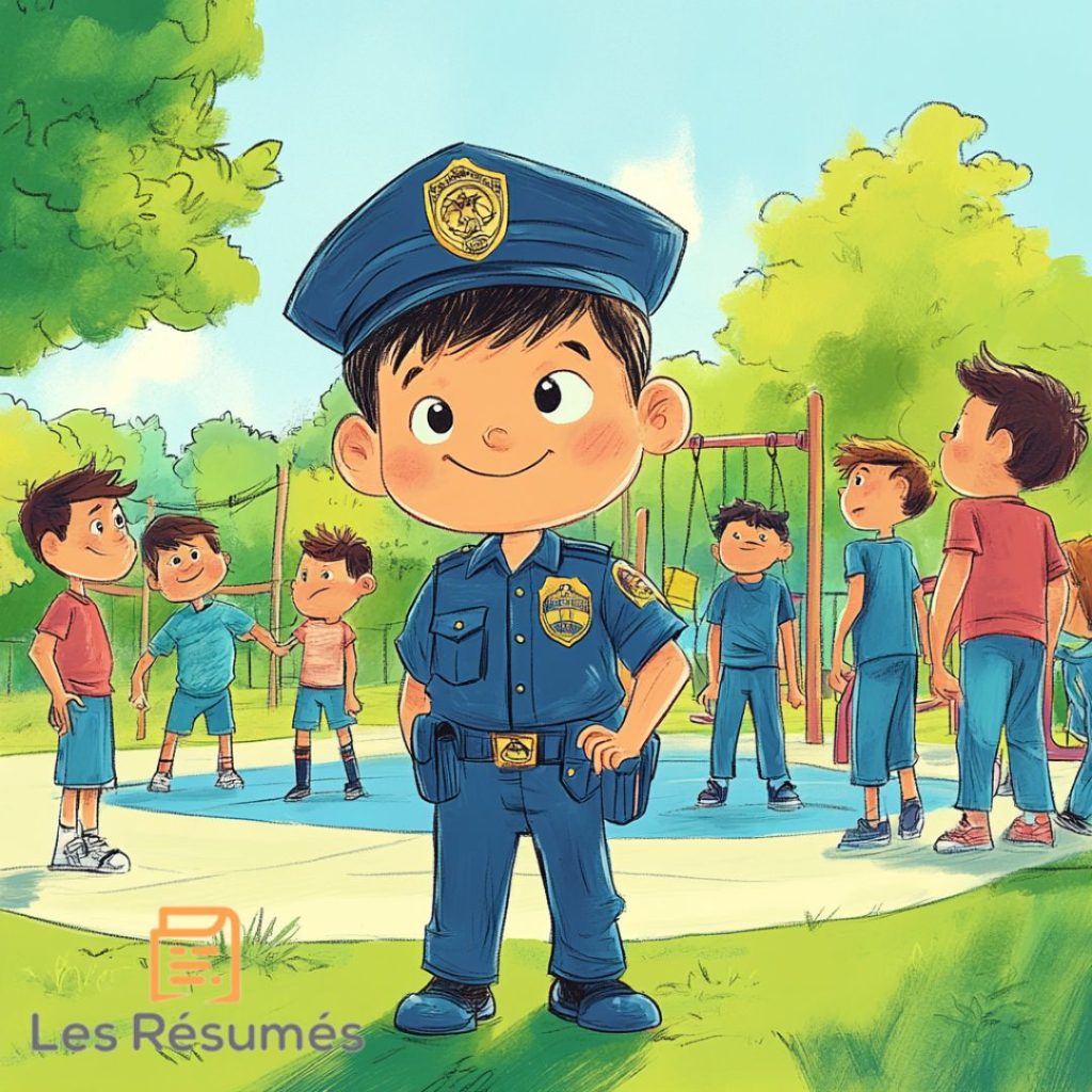 Illustration de Rufus en tenue de policier comme son père.