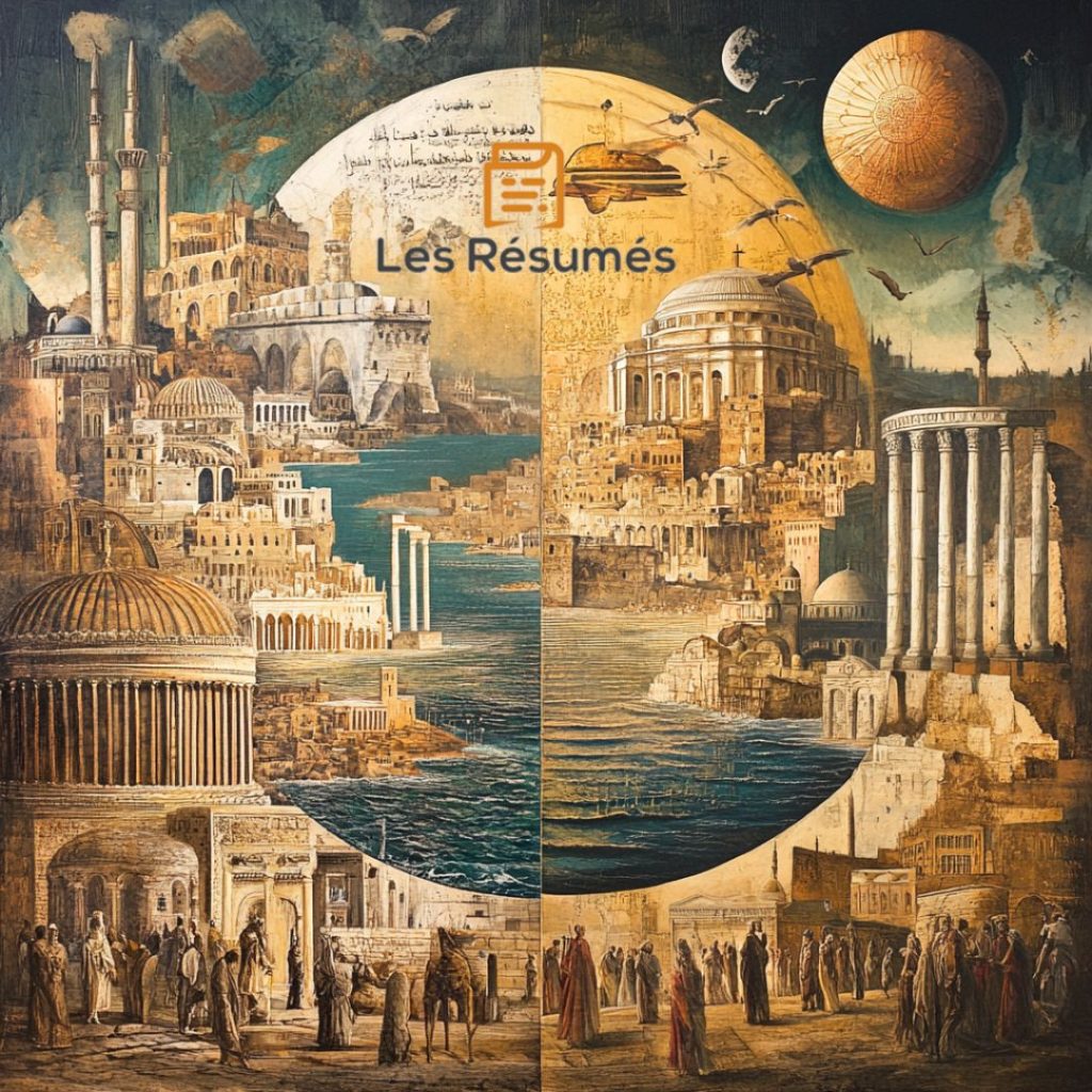 Ville imaginaire fusionnant des architectures classiques et orientales, représentant la rencontre des civilisations et l'hybridité des identités évoquées par Maalouf.