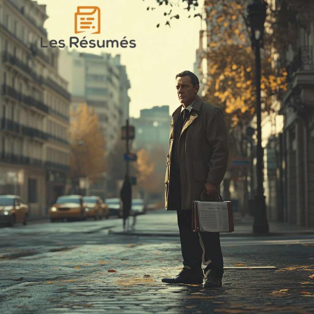 Pereira, tenant une mallette, se tient dans une rue déserte, évoquant l'isolement du personnage principal dans Pereira prétend.