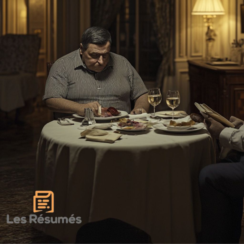 Pereira, au restaurant, absorbé dans ses pensées, scène cruciale du développement de son personnage.