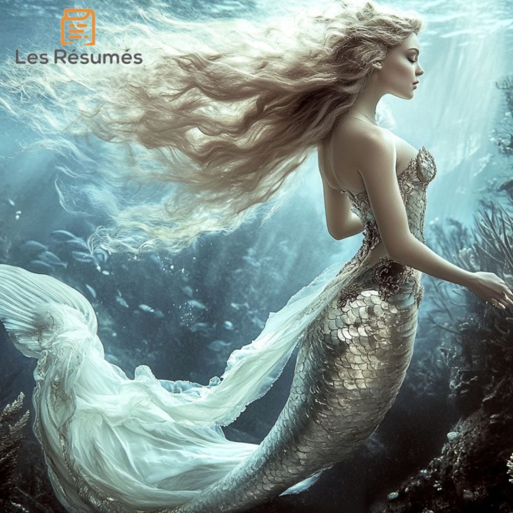 Illustration de la petite sirène telle qu'imaginée dans les contes d'Andersen.