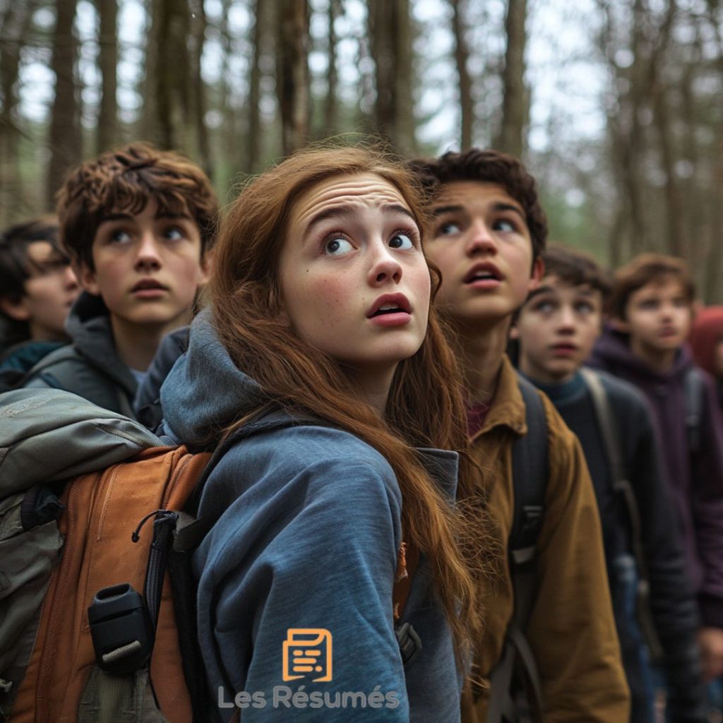 Photo des jeunes confirmés qui partent en expédition pour trouver d'où provient le son de la cloche. 