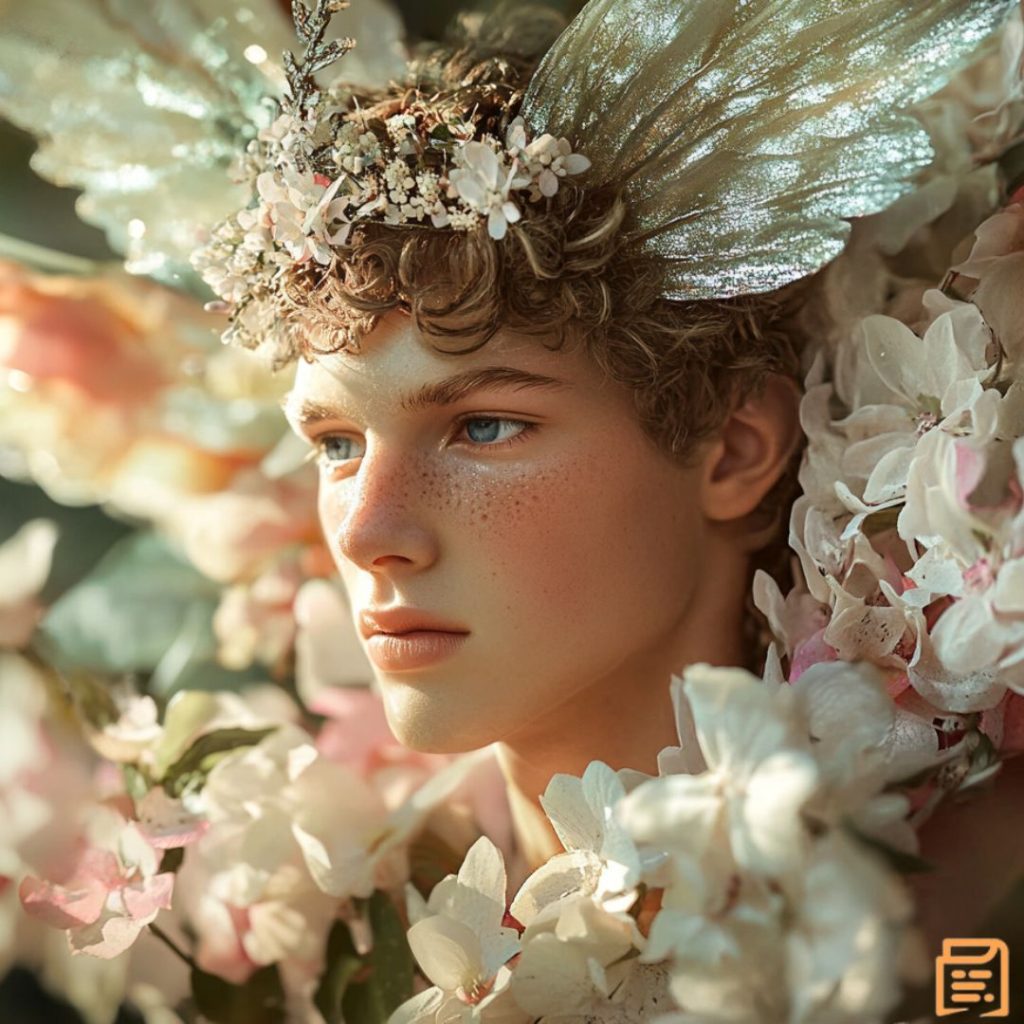 Photographie du roi des fleurs qui épousent la petite Poucette. 
