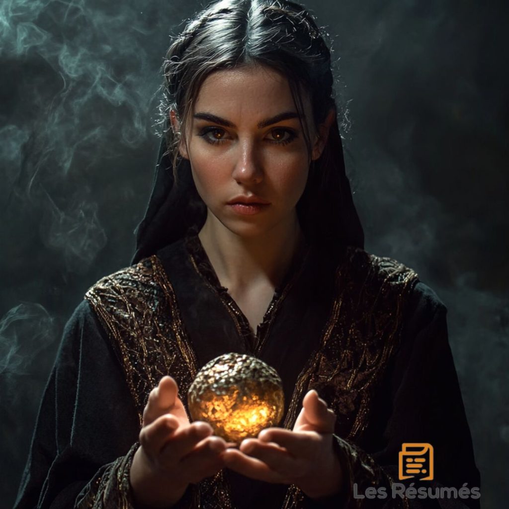 Photographie de La Sorcière qui donne un grain à la mère de la petite Poucette. 