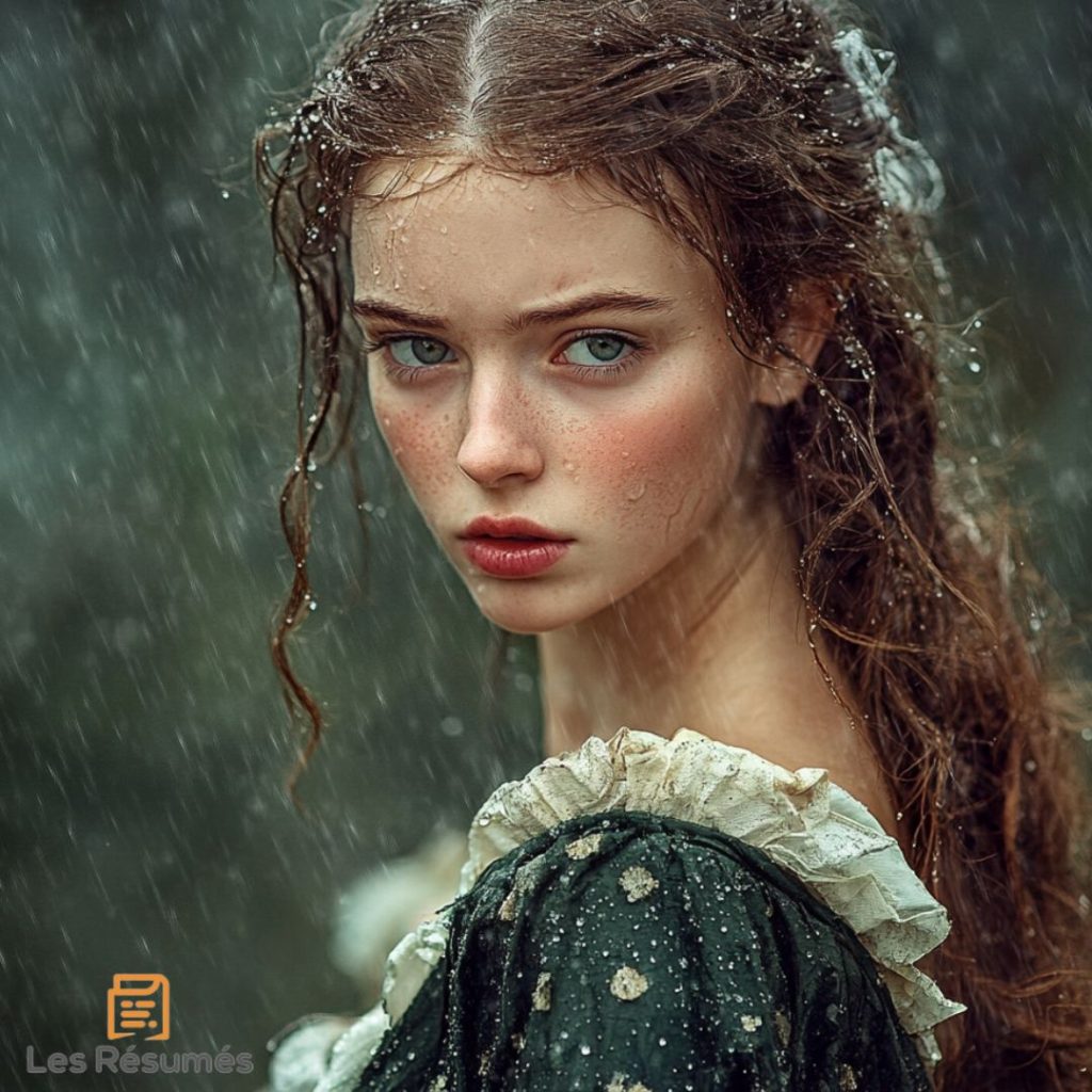 Photographie de la Princesse au petit pois qui arrive trempée au Palais. 