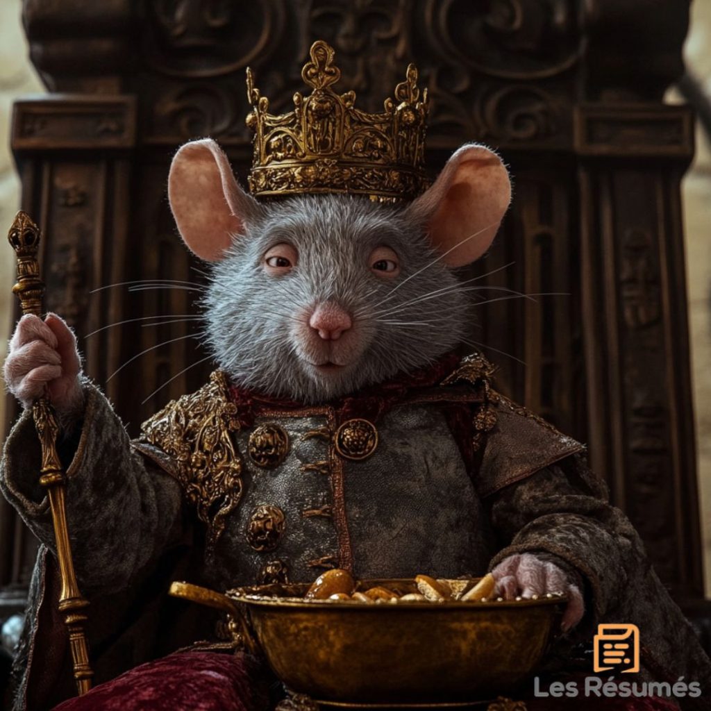 Illustration du vieux roi qui souhaite une soupe à la brochette. 