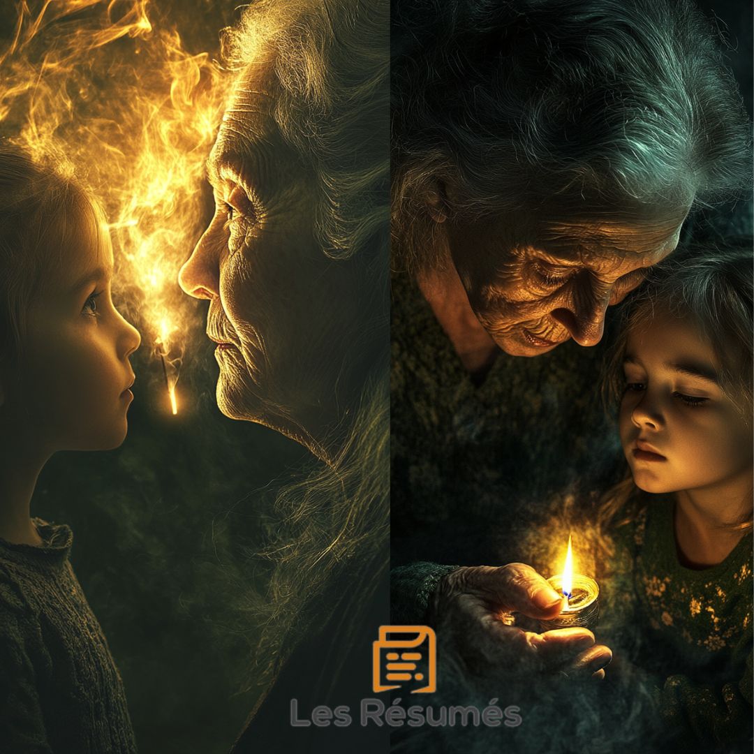 Photographie de la petite fille avec sa grand-mère grâce au pouvoir des allumettes. 