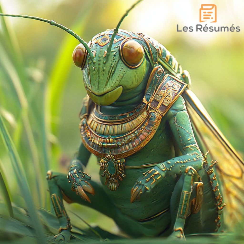 Illustration de la sauterelle avec ses airs égyptiens. 