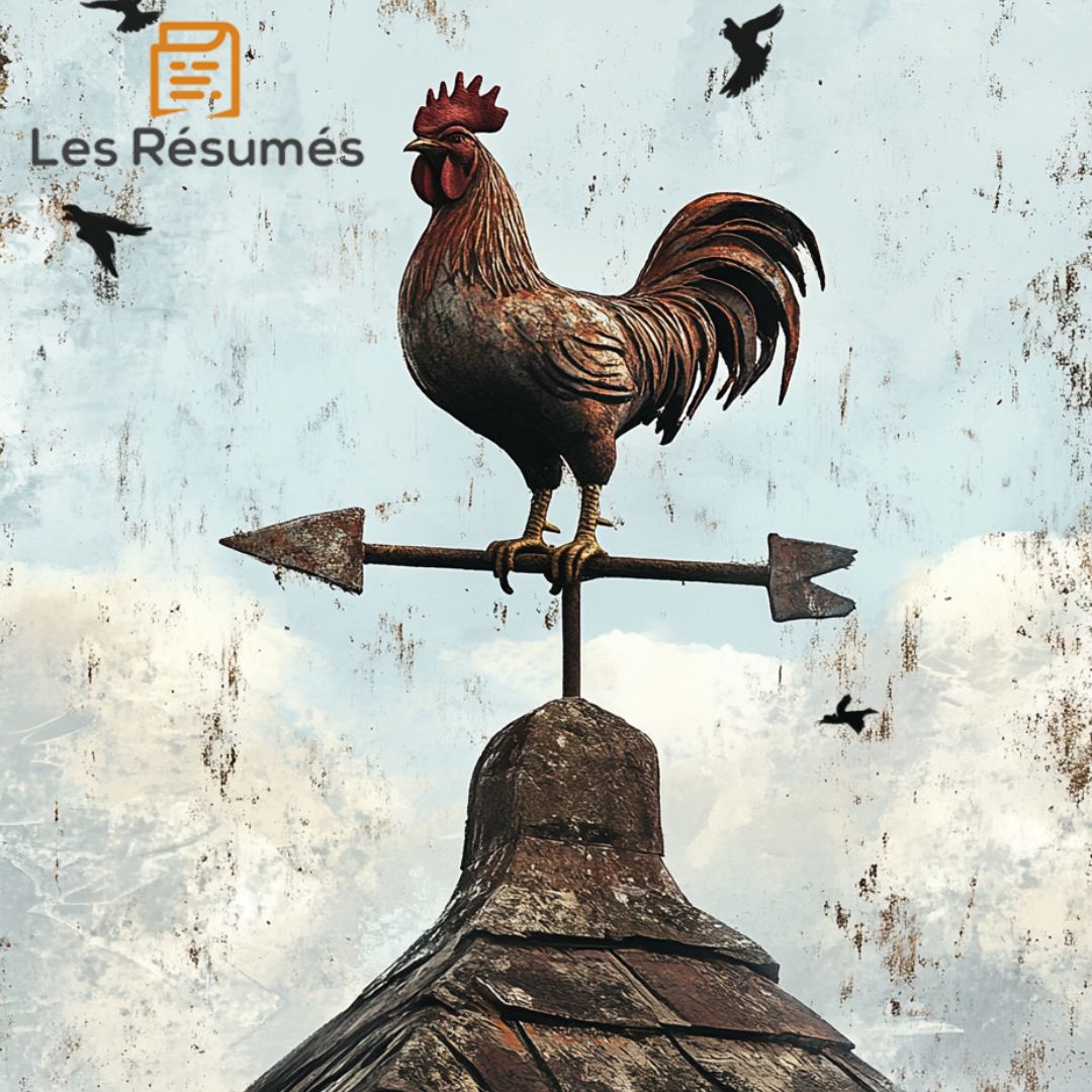 Photo du coq de girouette sur son perchoir. 