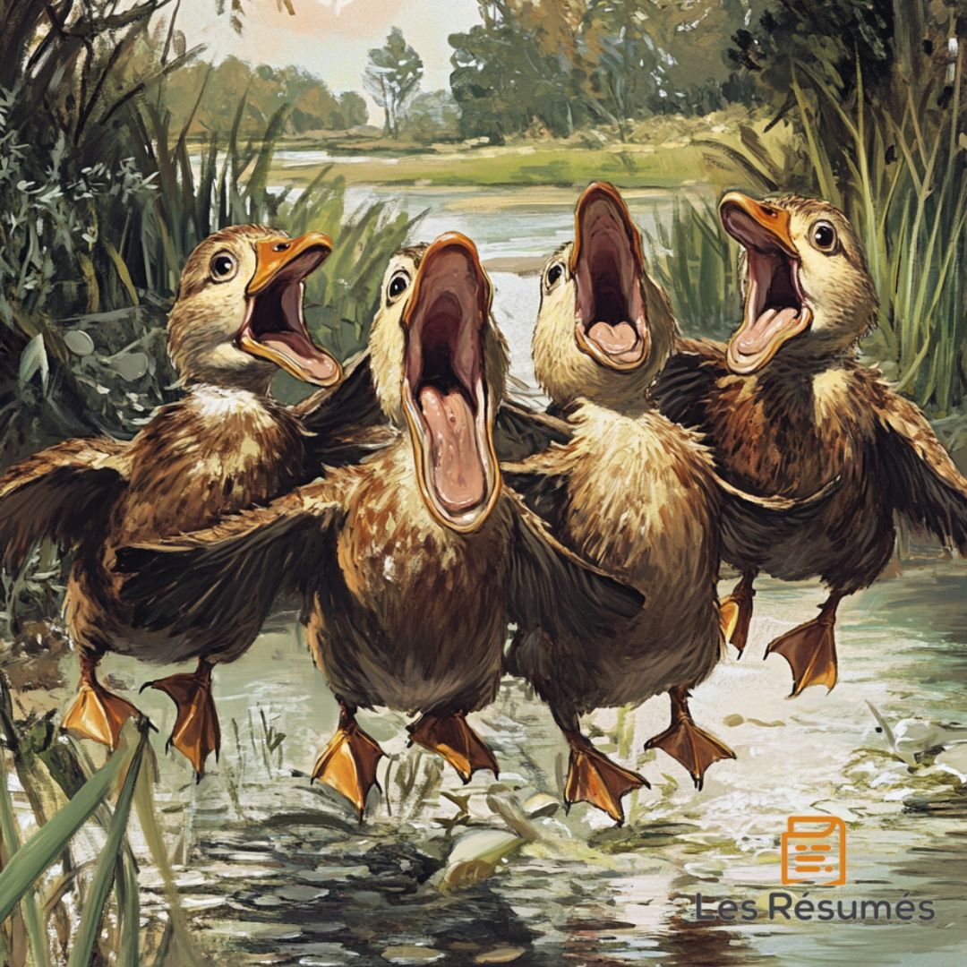Image des canards affolés dans Les voisins (ou Les Familles de Voisins d'Andersen). 