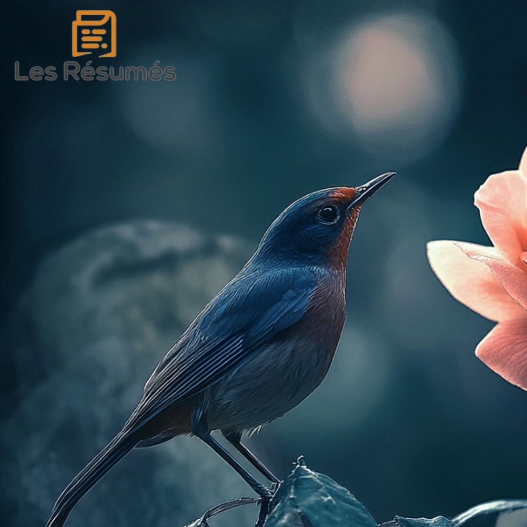Photo du rossignol qui fait la sérénade à la rose. 