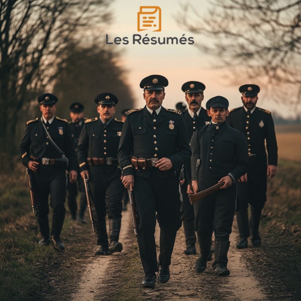 Photo du groupe de gendarmes qui viennent arrêter Pierre Lasnier. 