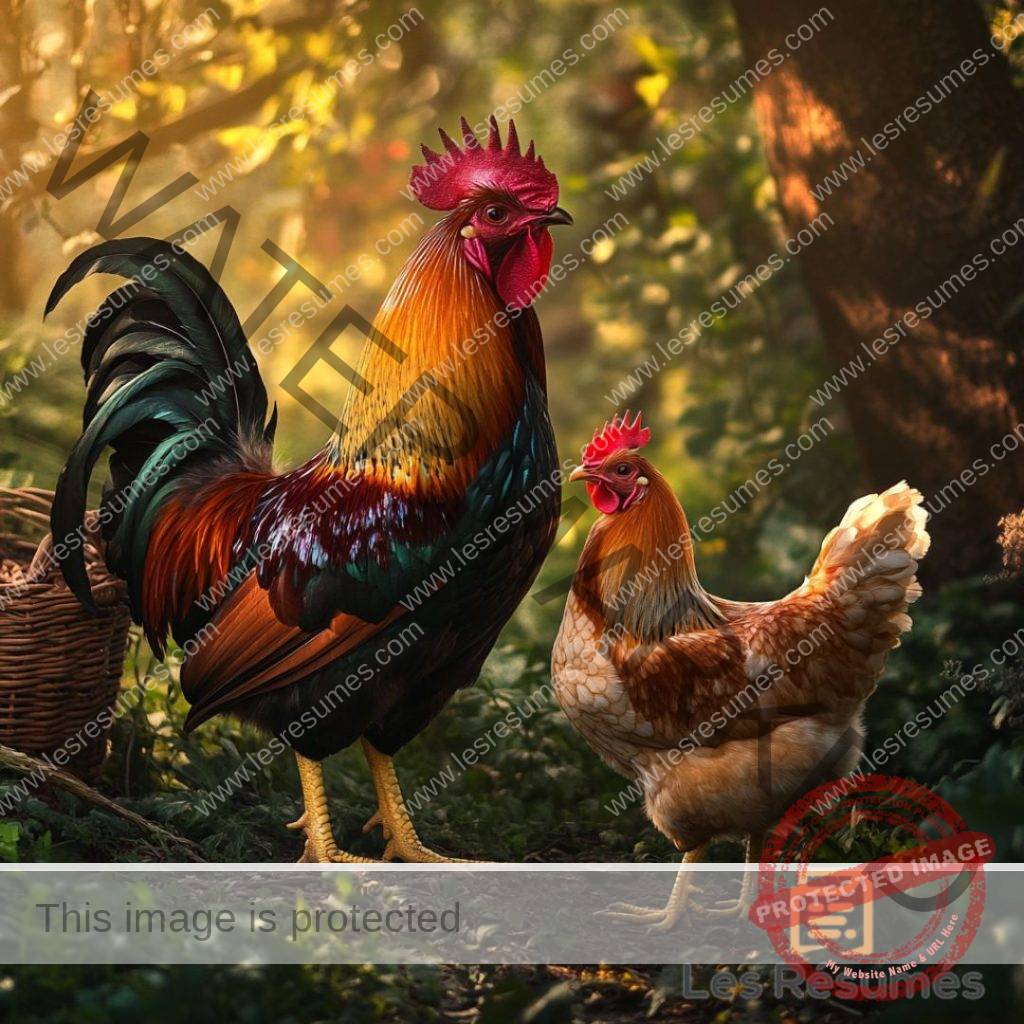 Photo de le coq et de la poule. 