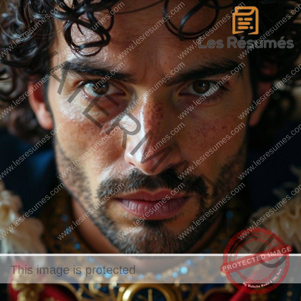 Photographie de Gerbin, le prince de Sicile qui est secrètement amoureux de la princesse de Tunis, la fiancée du roi de Grenade. 