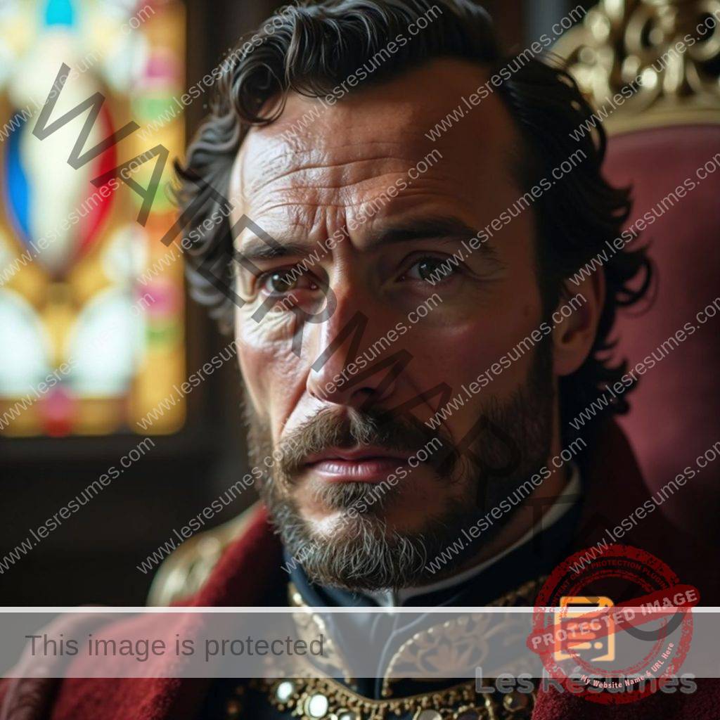 Photo du Roi de France, souverain juste et bienveillant, garant de l’ordre et de la justice dans La Femme Courageuse. 