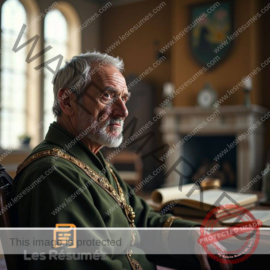 Photo du Comte Esnard, le père sage et prévoyant de Bertrand, symbole de la transmission et de l’héritage.