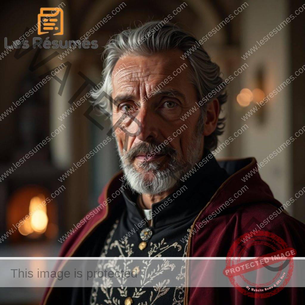 Photo de Messire Le Noir, le père empathique d'Andrée, qui unit traditions et ouverture d’esprit.